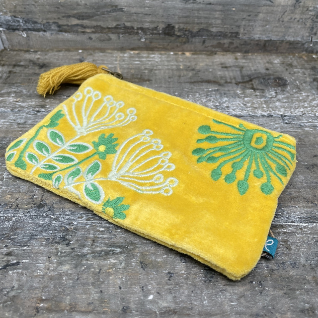 Samttäschchen FLORAL gelb 